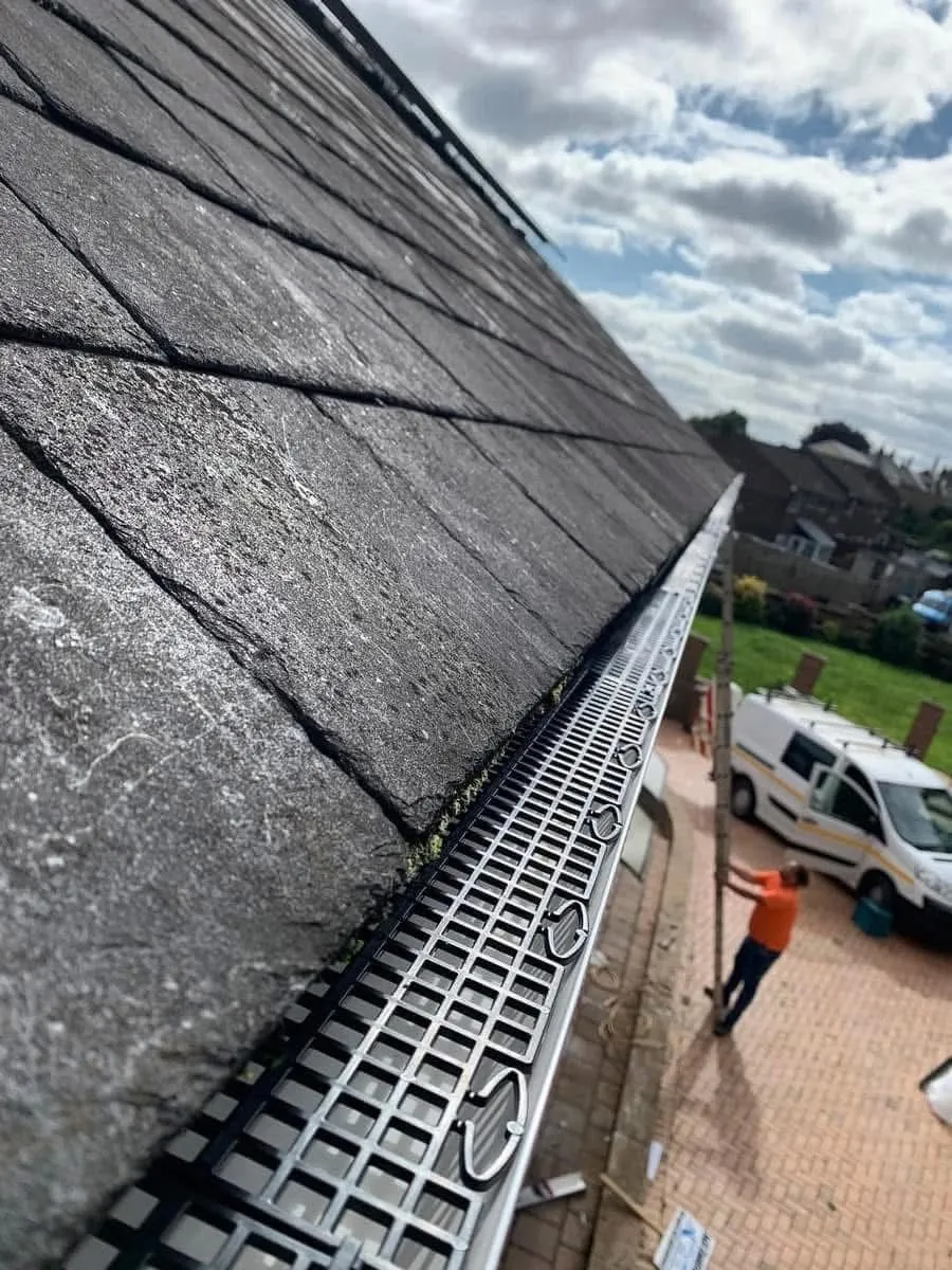 Gutter guard fitted on a slate roof in Polperro